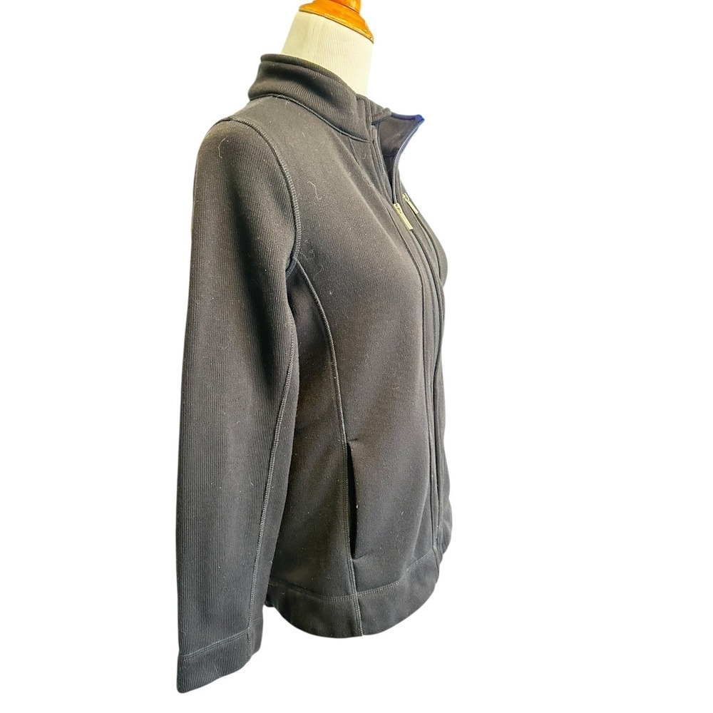 Calvin Klein Women Black Full Zip Mock Neck Knit Jacket Athletic Casual Size M - Picture 13 of 16